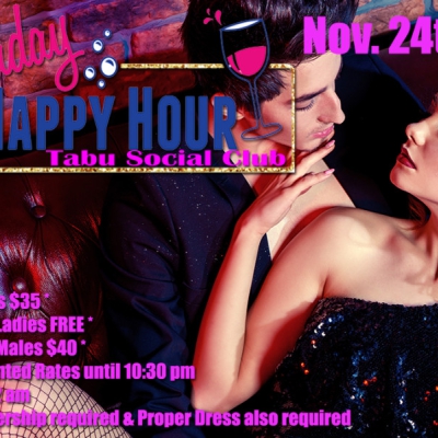 HAPPY HOUR WITH DISCOUNTS FOR EVERYONE UNTIL 10:30PM AT TABU