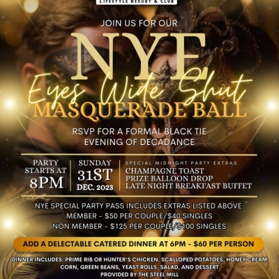 NYE EYES WIDE SHUT MASQUERADE BALL SPECIAL EVENT AT PANDORAS RESORT