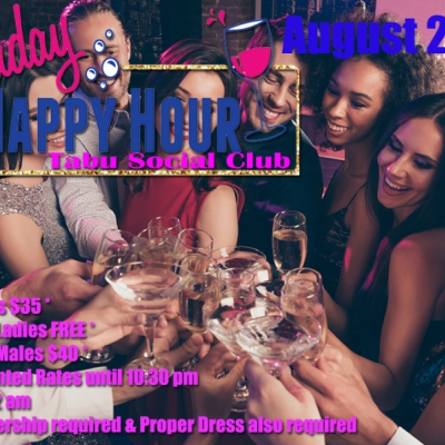 HAPPY HOUR WITH DISCOUNTS FOR EVERYONE UNTIL 10:30PM AT TABU