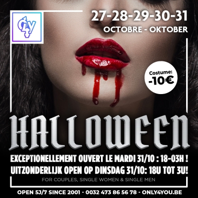 HALLOWEEN	: MARDI 31/10 EXCEPTIONNELLEMENT OUVERT DE 18H À 3H !